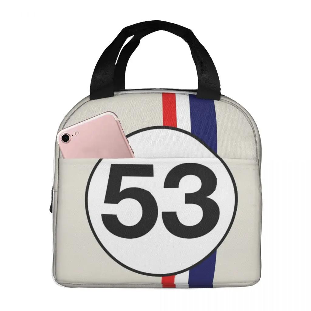 Herbie, Number 53 Lunch Bags Insulated Bento Box Portable Lunch Tote Resuable Picnic Bags Cooler Thermal Bag for Woman Girl