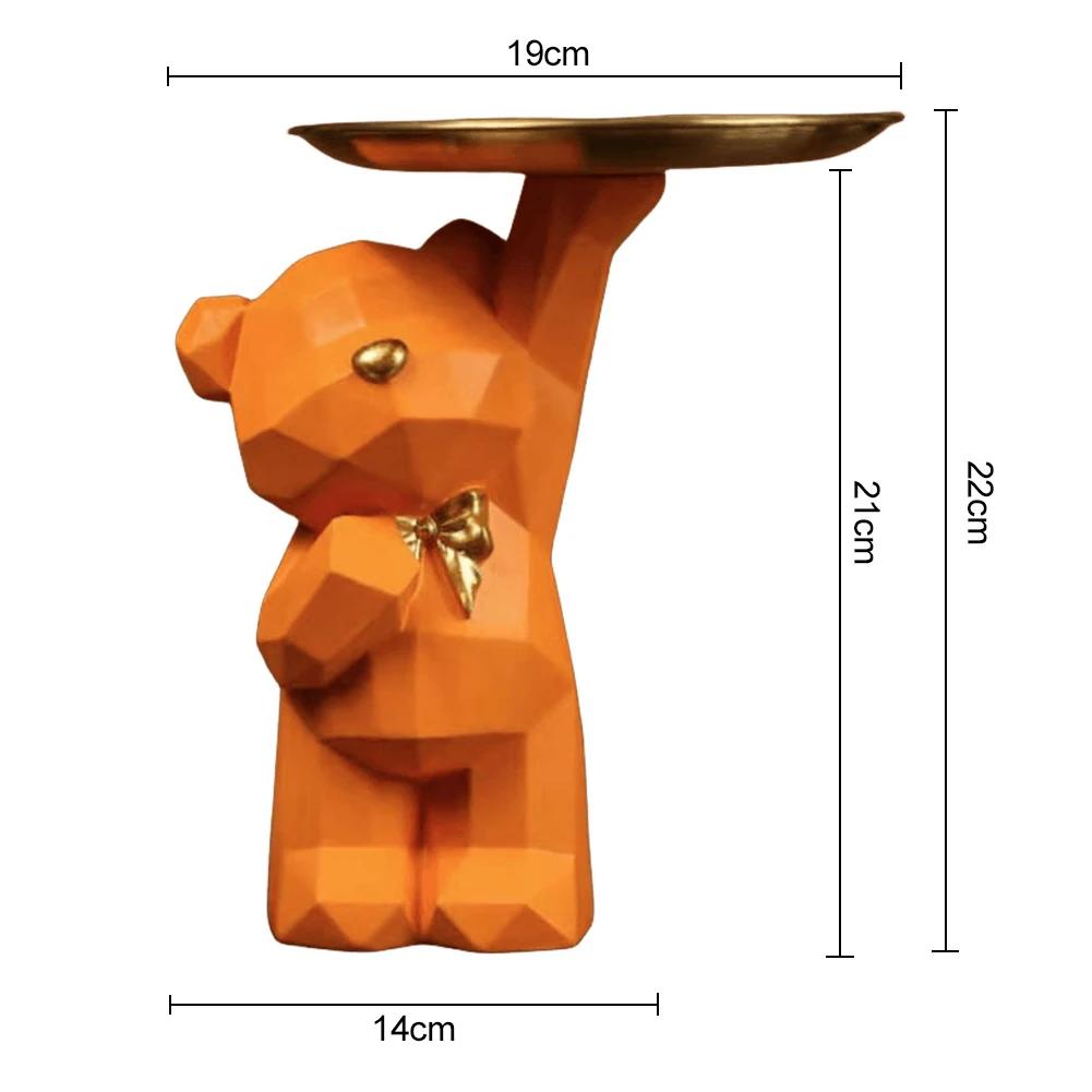 Geometric Shape Figurine Resin Statue Entrance Key Holder Cat Bear Tray Candy Lipstick Jewelry Sundries Storage Home Decoration