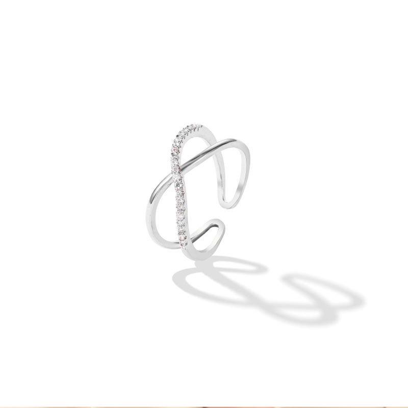 Trendy Zircon Open Adjustable Index Finger Ring for Women Adjustable платиновый