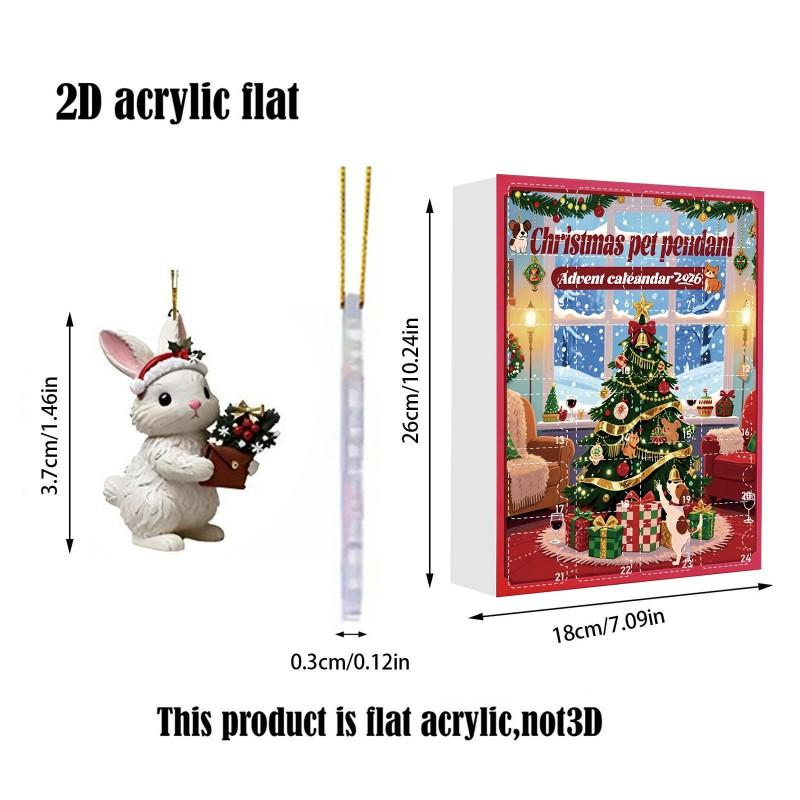2026 Christmas Advent Calendar Blind Box Pet Series Acrylic Ornament Hanging Decor Tree