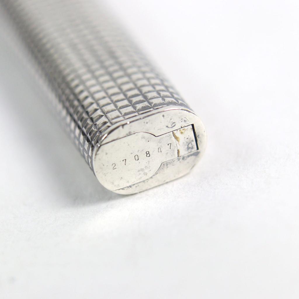 Great Cartier Ballpoint pen Trinity logo engraved cap style Silver grid pattern mens Used