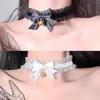 Sexy Little Bell Gothic Lace Choker Necklace Victorian Velvet Collar with Bowknot Pendant Punk Elegant  for Women Party