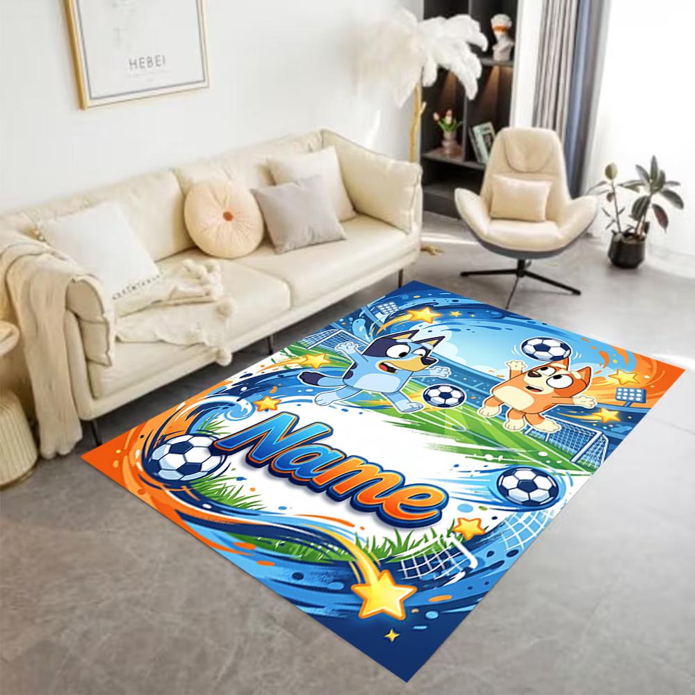 Football Friends Adventure Personalized Text Floor Rug Office Rug Suitable for Balcony Study room Hallway Dining Room Anti-slip Rug Anime Office Decor