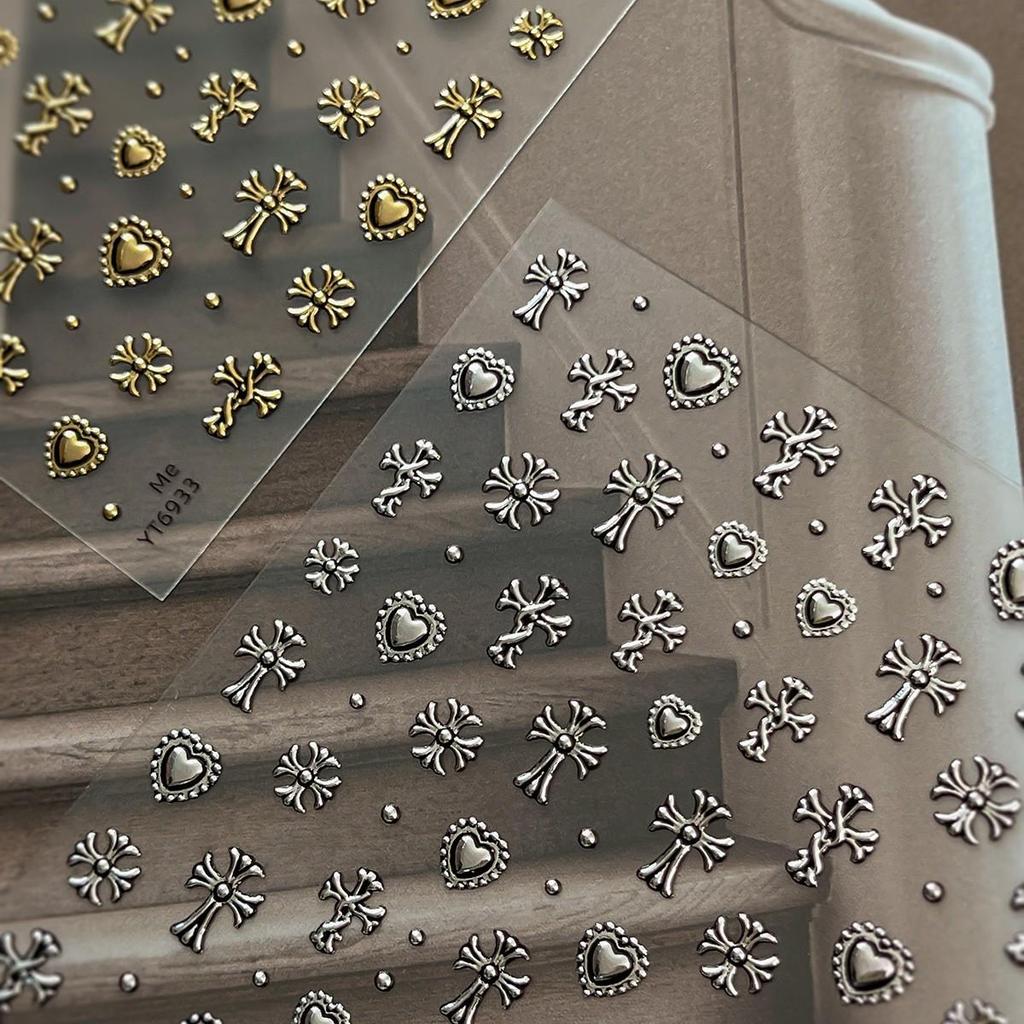 Retro Exquisite Ant Figure Nail Stickers - Cross & Hot Stamping Style (YT6931)