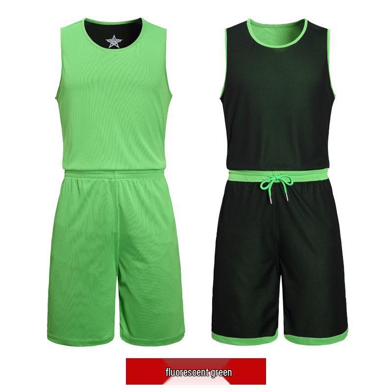 

Мужской двусторонний камуфляжный баскетбольный комплект формы: Принтованный жилет и шорты с карманом. 3XL неоновый зеленый