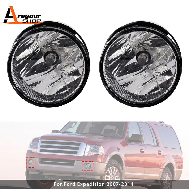 Pair Front  Fog Light Lamps With Bulbs for Ford Expedition 2007 2008 2009 2010 2011 2012 2013 2014  Clear Lens