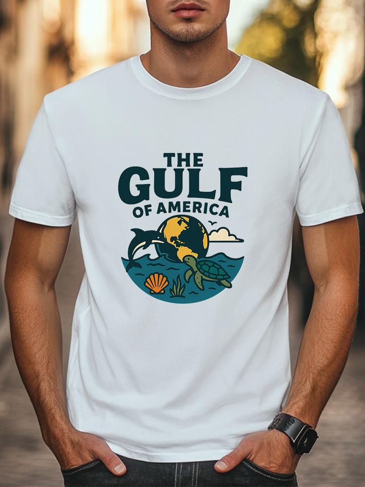 

The Gulf of America T-Shirt Ocean Wildlife Graphic Tee with Dolphin & Turtle Unisex T-Shirt M