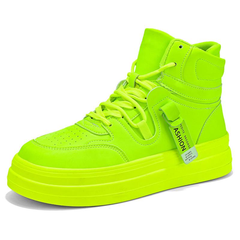 High-top board shoes men's autumn new heightening platform trendy shoes men's fashion men's personality fluorescent green men's shoes
