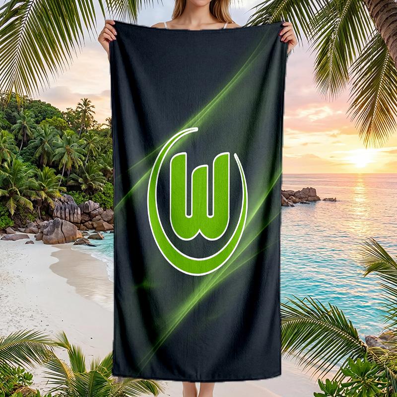 VfL Wolfsburg FC Aufdruck Schnelltrocknendes Strandtuch Mikrofaser Saugfähig Tragbares Reise-Badetuch