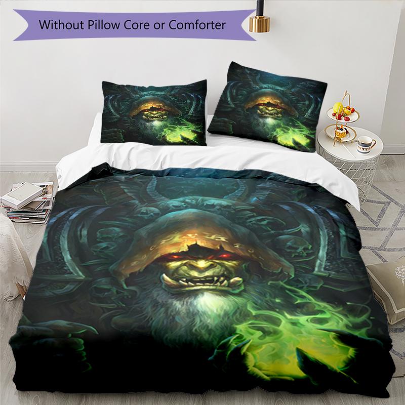 3pcs World of Warcraft Characters2 Pattern Bedding Set Duvet Cover Set Includes Duvet Cover &pillowcases, Perfect All Season Bedroom Decoration & Gift