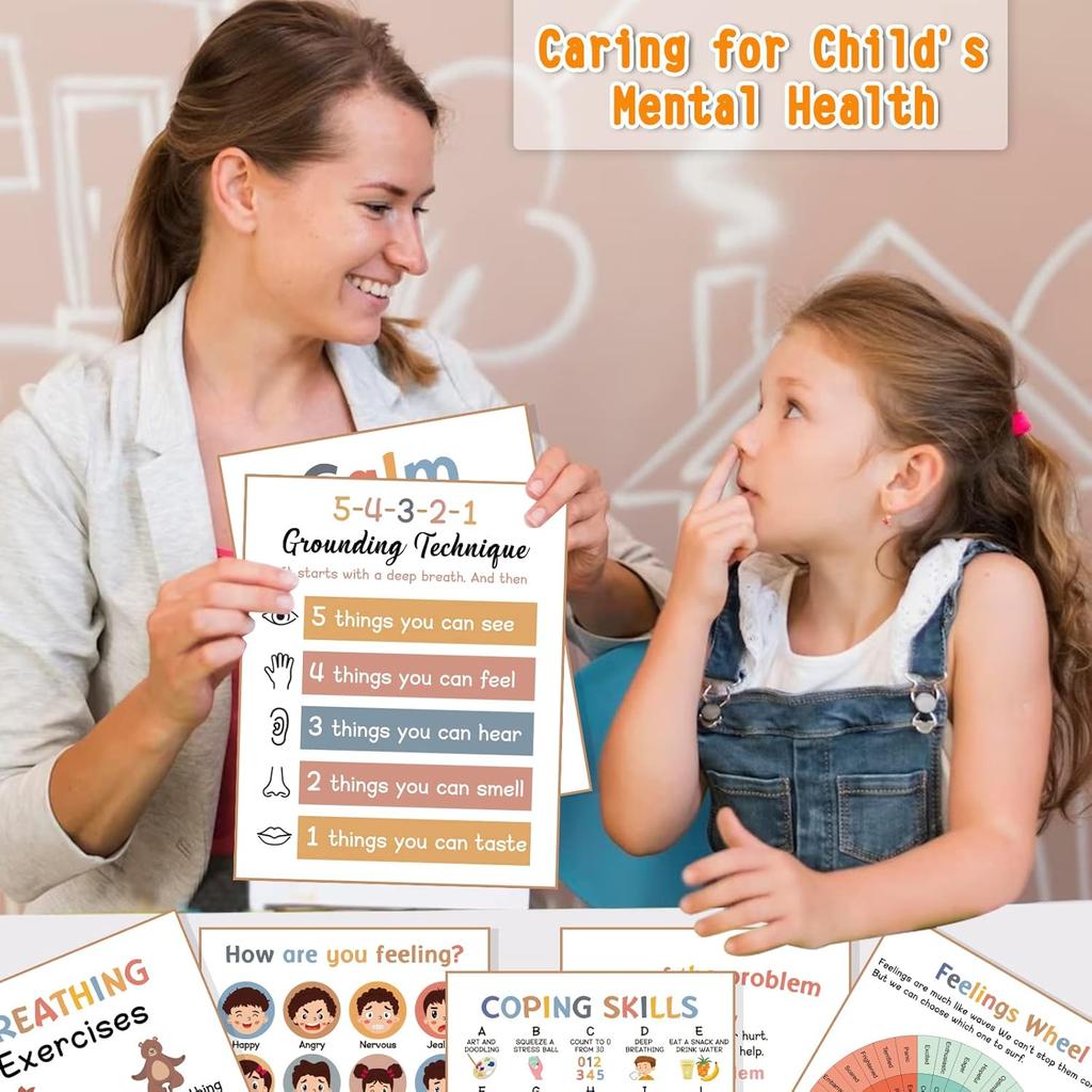 9 Calming Corner Posters Classroom, Calm Down Corner Feelings Chart for Kids, Mental Health Posters, Classroom Educational Poster Emotions Chart