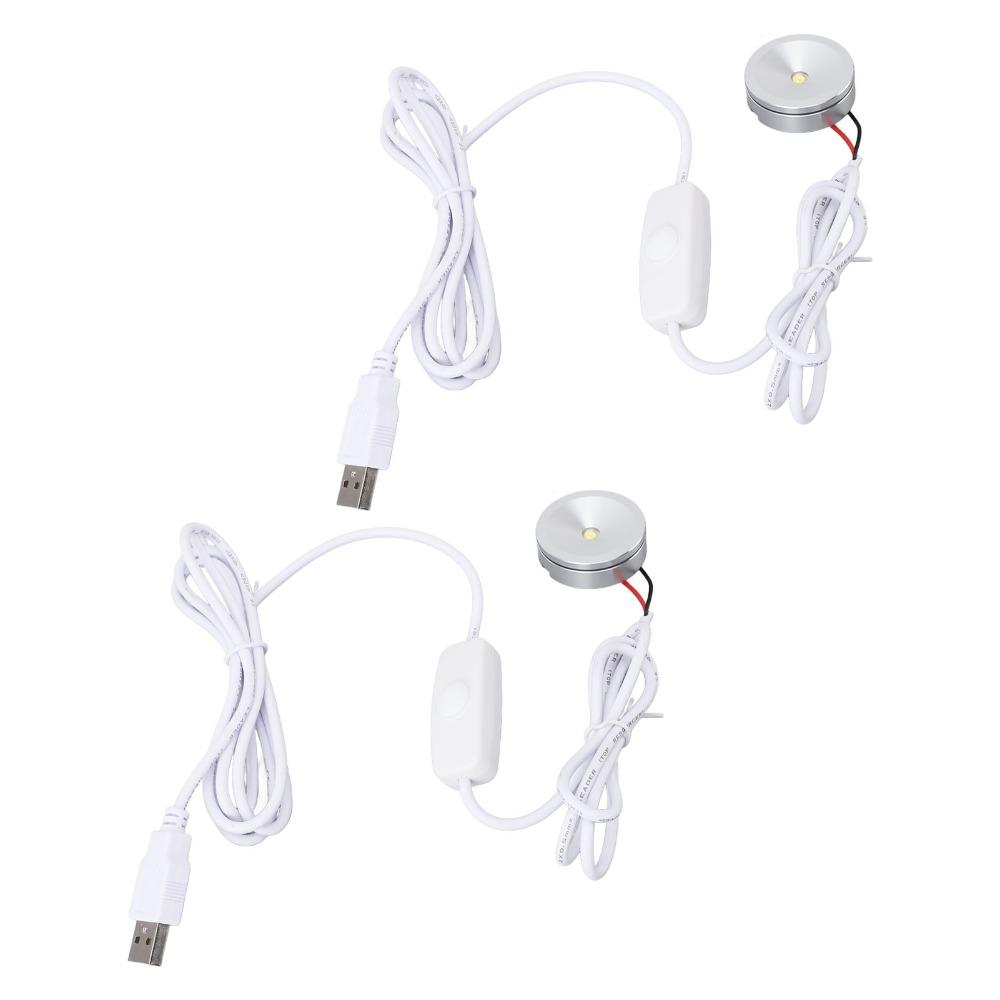 2pcs 6.6ft Cable USB Mini Spotlights 5V Small Spot Lights LED Spotlights  Display Cabinets