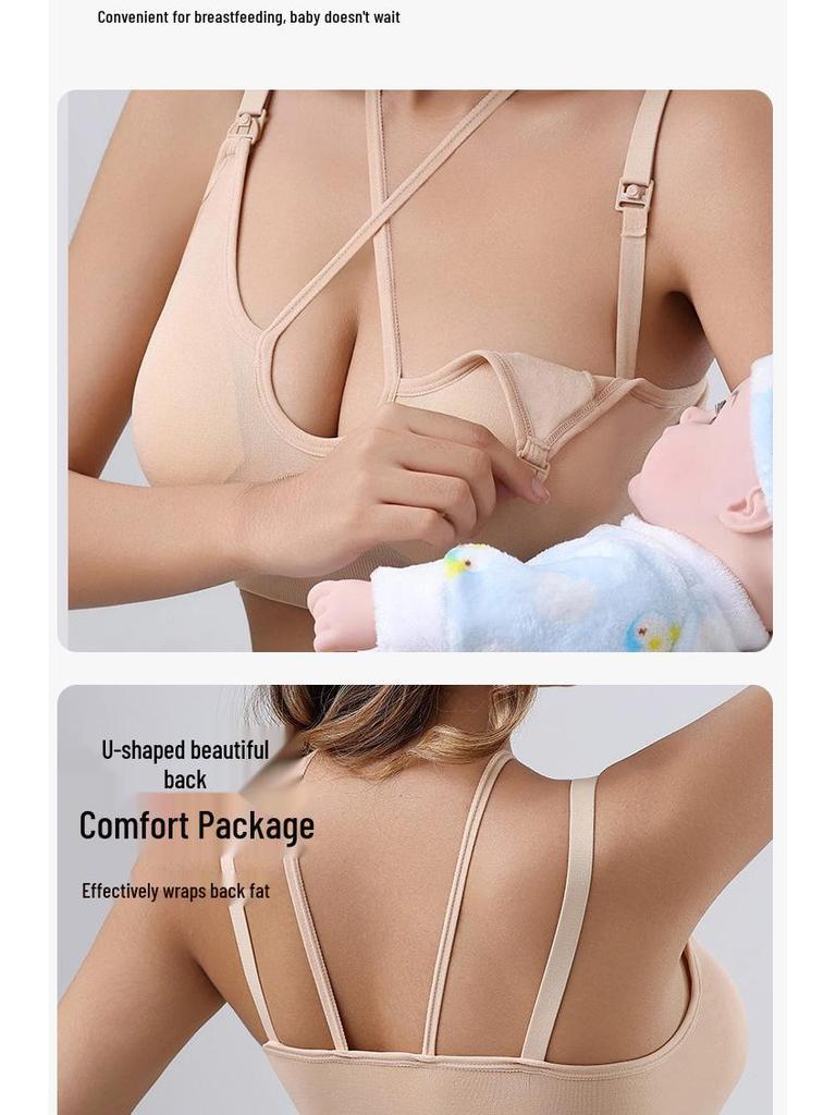 Seamless Cross-Border Vest-Style Nursing Bra with Removable Pads for Yoga & Postpartum