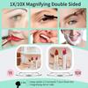 10X Magnification Rechargeable Travel Makeup Mirror 7 Lighted Portable Vanity Mirror with 3 Colors Lighting Stepl Dimming Doubl