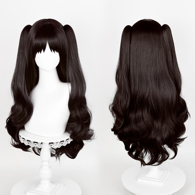 Fate Tohsaka Rin Cosplay Wig 80cm Long Black Woman Hair Anime Cosplay Wig Halloween Heat Resistant Synthetic Wigs