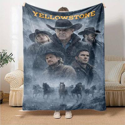 Yellowstone Theme Printed Blanket - Perfect for Couch, Bed, Travel & Outdoor Use | Machine Washable, Cozy & Durable.