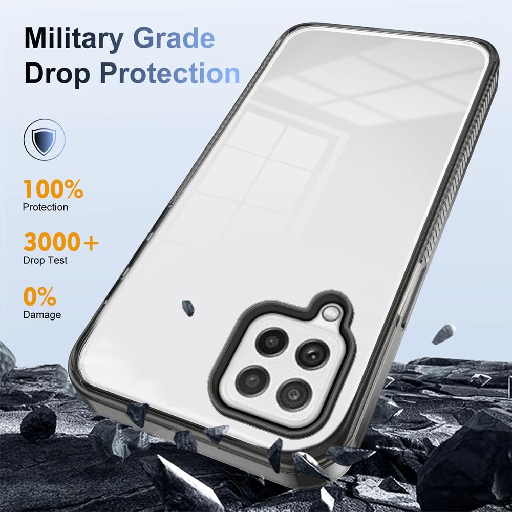 KEYSION Transparent Phone Case for Samsung A22 4G A22 S 5G A12 TPU+PC Anti-slip Clear Shockproof Phone Cover for Galaxy M12 M32