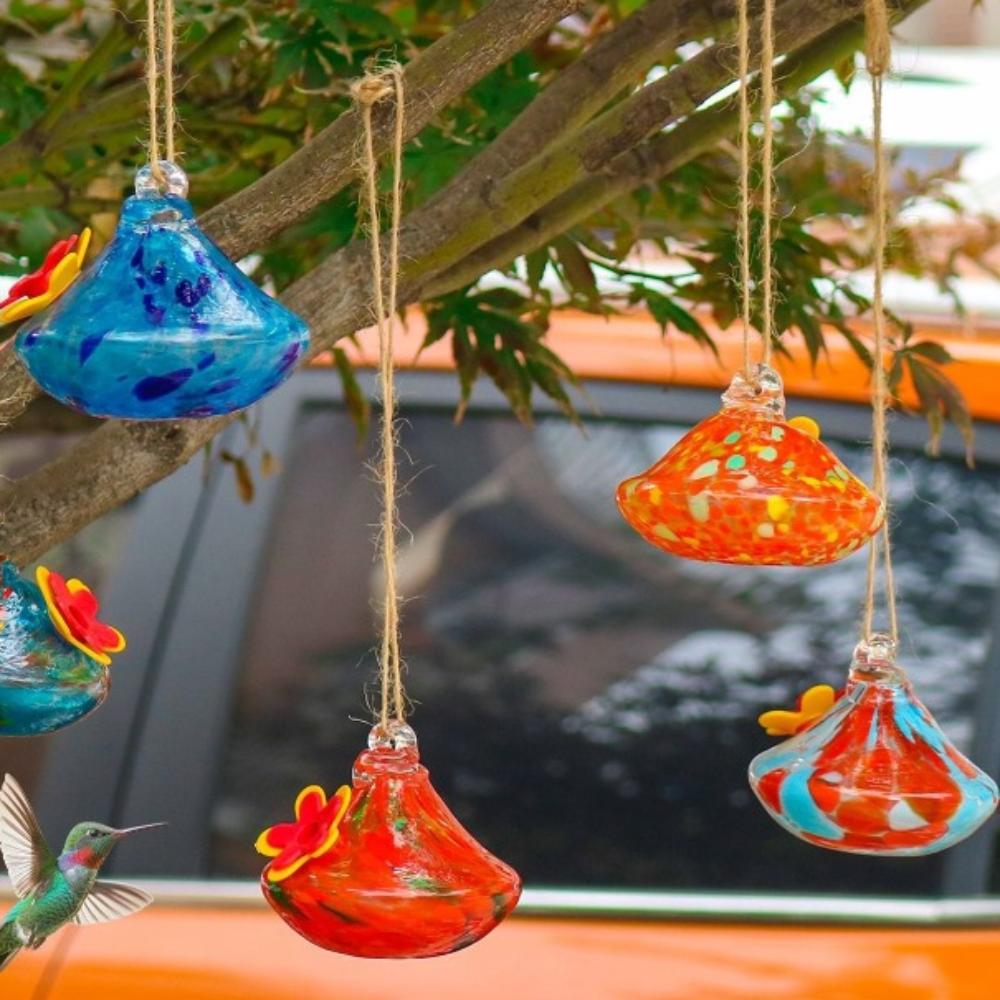 Droplet Shaped Bird Feeder Glass Ball Bird Automatic Feeder Creative Water Container  For Window