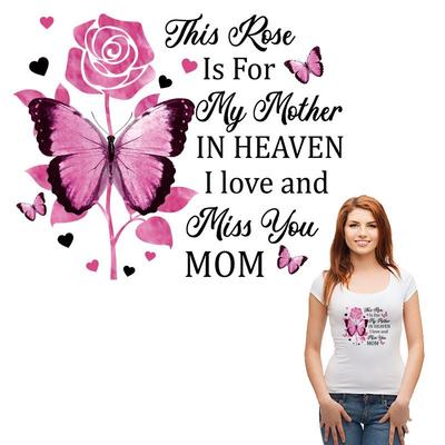 Patch Iron On Clothes Pink Butterfly Decals T-Shirt Parches Ropa Heat Press Appliqued Clothes Stickers Diy Thermal Transfer