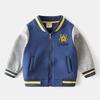 Boys' V-Neck Fleece Baseball Jacket for Autumn and Winter, Korean Style Baby Boy Zipper Shirt, Color-Blocked Sweatshirt, Children's Thickened Coat