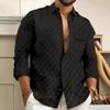 Men's Checkered Chest Pocket Lapel Long Sleeved Shirt