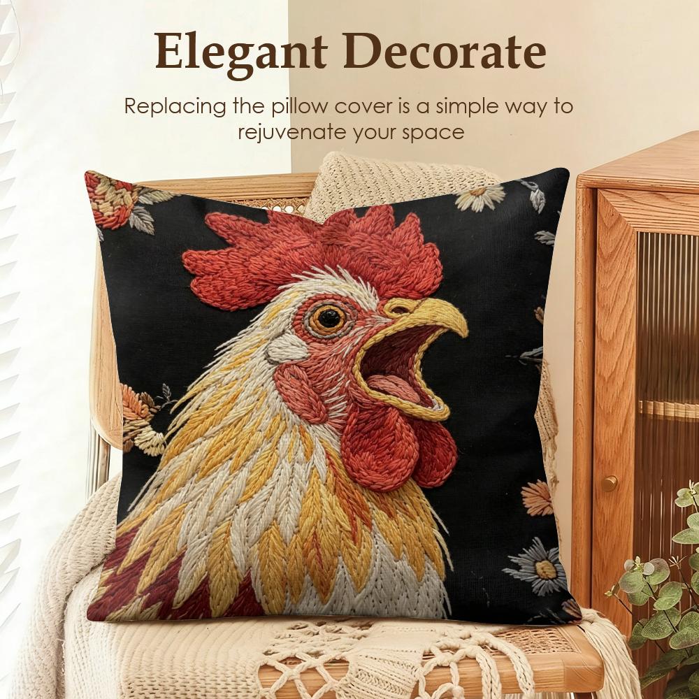 2D Scream Animals Retro Cushion Cover Natural Linen Organic Fabric Double-Sided Printing Sofa Home Decor Gift Pillow Case