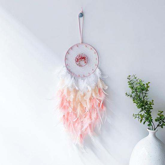 

Ловец снов Красочный из дерева Перо Мелкая сетка Жизнь Розовый кварц Декоративная Ручная Работа Подарок День Рождения Ловец Снов