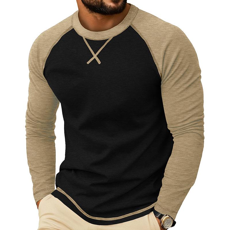 T-shirt da uomo a maniche lunghe raglan color block
