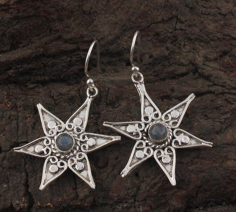 

Natural Labradorite Star Designer Earring Boho Earring, 925 Sterling Silver Gemstone Jewelry