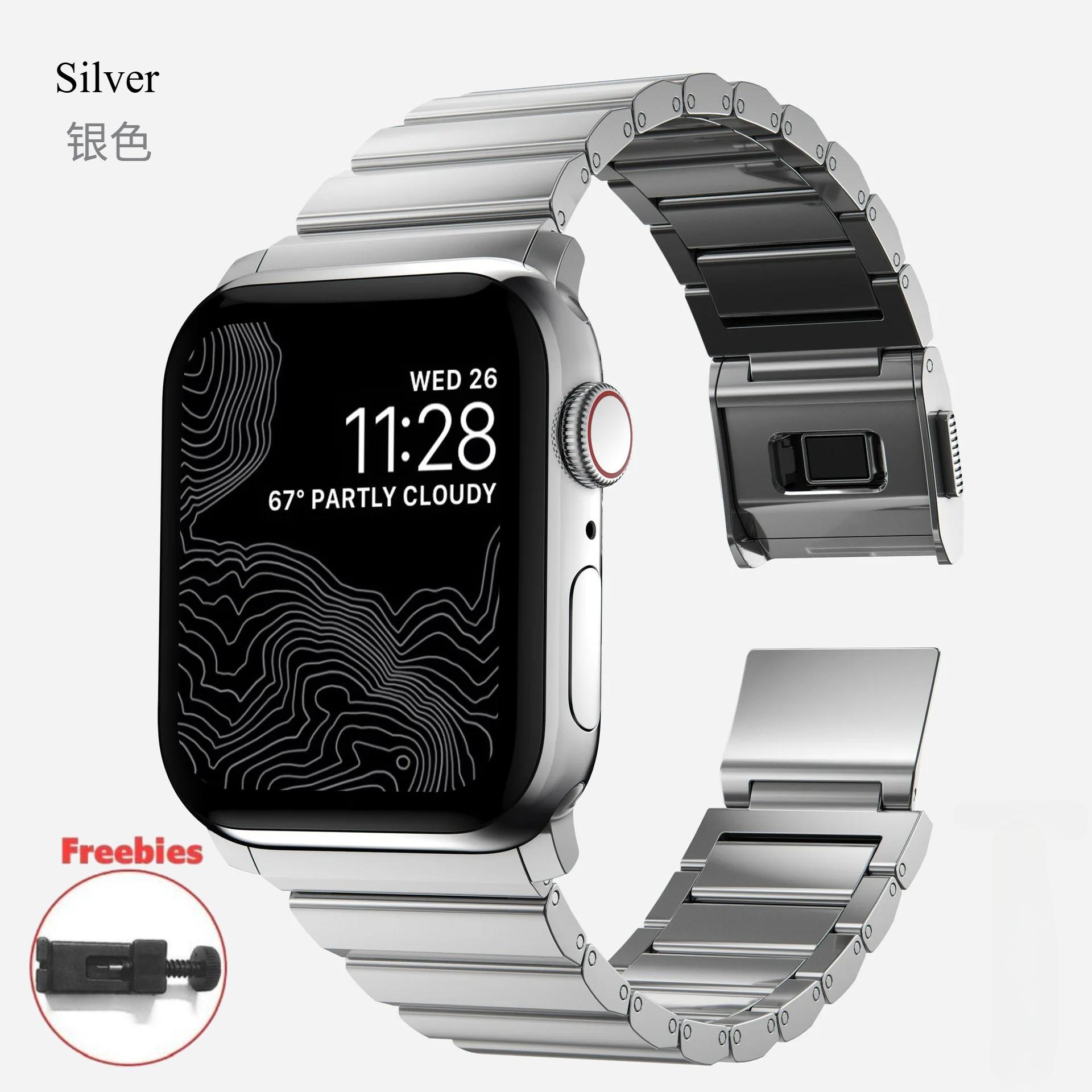 

Роскошный титановый ремешок для Apple Watch Ultra 3 49 мм, магнитный металлический браслет для iWatch Series 11 46 мм 10 9 8 42 мм 7 SE 6 5 44 мм 45 мм For Ultra2/3 49mm серебряный