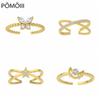 Sterling Silver Sweet Double Layer Star Moon Opening Ring For Women Finger Ring Engagement Wedding Jewelry Wholesale