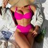 Sexy Solid Push Up Bikinis Two Pieces Cross Waist Swimsuit Bikini Bathing Suit Swimwear Biquini Conjunto De Bikini Tankini