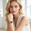 Women Rectangle Dial Watch Roman Numerals Metal Mesh Band Classic Casual Dress Watch Ladies Quartz Analog Wristwatch