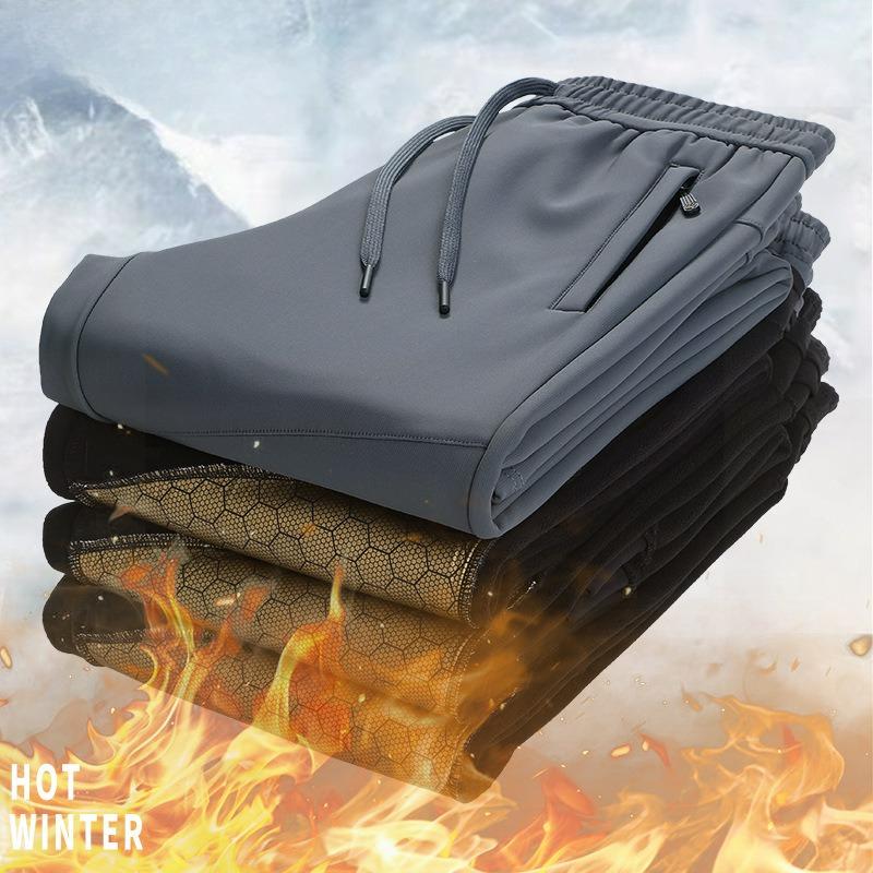 Men's Sports Casual Pants Autumn and Winter Plus Velvet Graphene Warm Drawstring Pants Men's Thickened Straight Trousers Men
