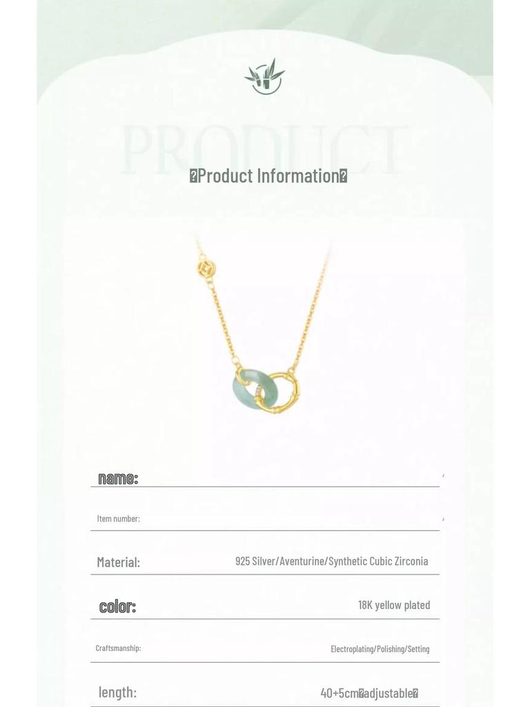 2024 Sterling Silver Bamboo Necklace with Jade Pendant - Elegant Women's Gift for Birthdays & Christmas