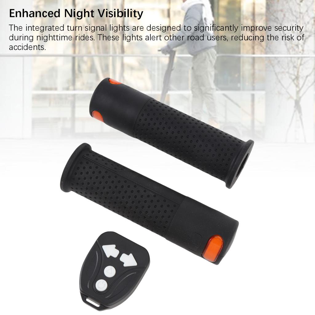 2pcs Grip Fit for M365 Scooter Rubber Scooter Handlebar Grip with Wireless Remote Control Turn Signal Light