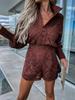 Summe Elegant Women's Casual Fashion Solid Color Lace Multi-button Set Long Sleeve Top Shorts
