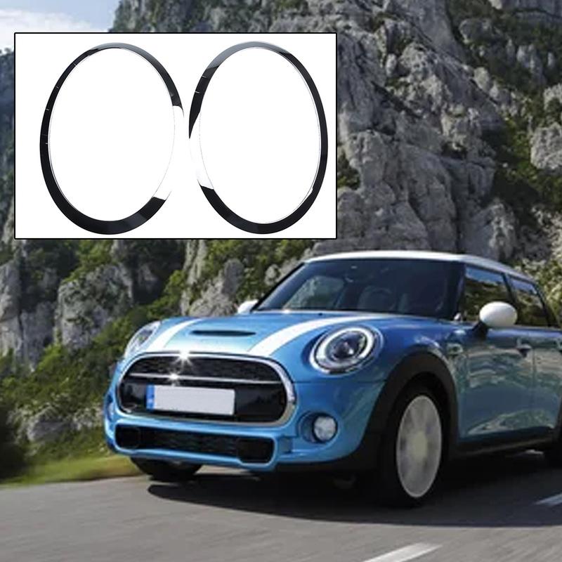 1Pair Silver Headlight Trim Ring Covers For MINI Cooper F55 F56 F57 2014-2024 Lamp Frame Headlight Trim Ring