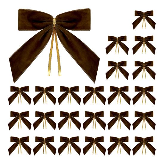 24 Pcs Velvet Christmas Bows with Twist Tie 3.5 Inch Pre-Tied Vintage Velvet Ribbon Bows for Wreath Tree Gift Wrapping DIY Craft Party Favors Home