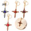 Sparkling Key Ring Retro Rhinestone Rose Keychain, Golden Plated Alloy for Decorative Keychain Men Women, Pendant Handbags Backpacks Decoration