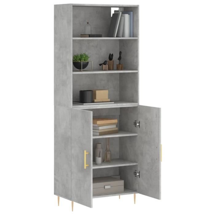 VidaXL Buffet haut Gris béton 69,5x34x180 cm Bois d'ingénierie 3189241