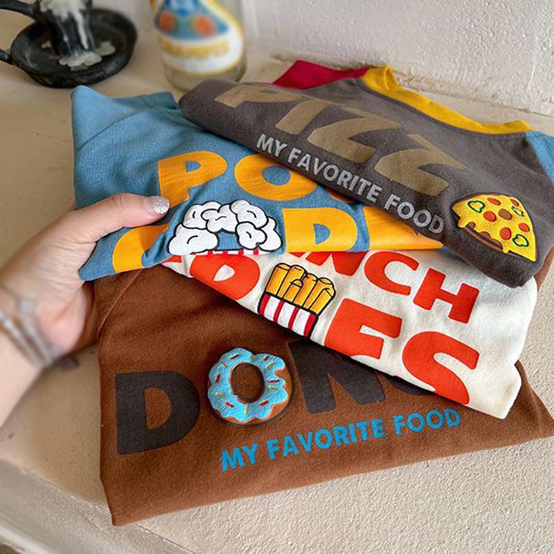 Children's Cotton Printed T-shirt Round Neck Long Sleeved Kids Top