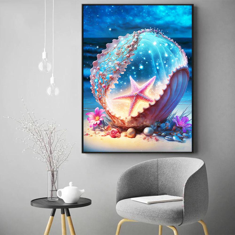 5D Diamond Embroidery Fantasy Shell Picture Rhinestones Painting Starfish Cross Stitch Mosaic Landscape Kit Child Gift