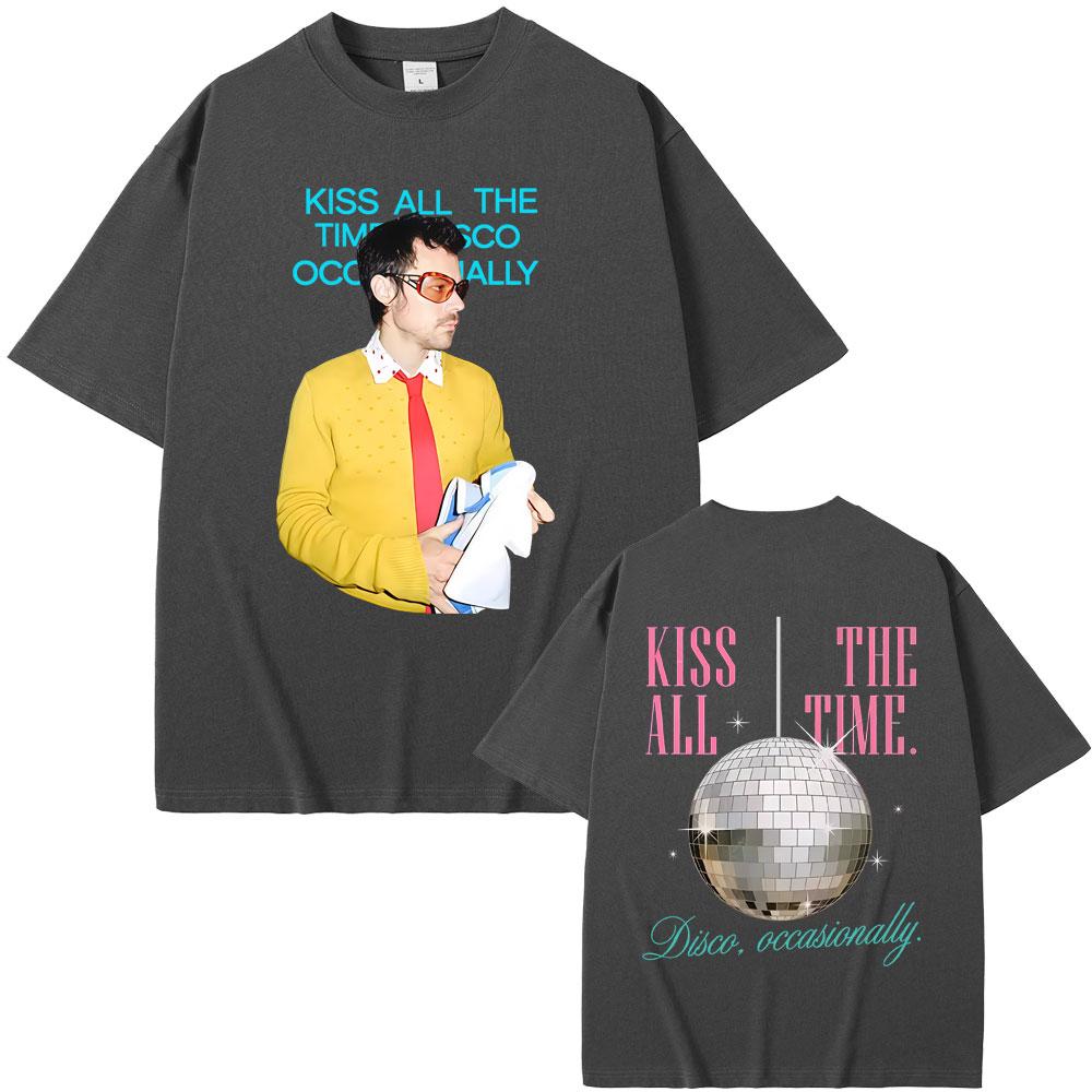 Küss Mich Immer Disco Gelegentlich Grafik T-Shirt Herren Damen Mode Hip Hop Übergroße T-Shirts Herren Freizeit Baumwoll-T-Shirts