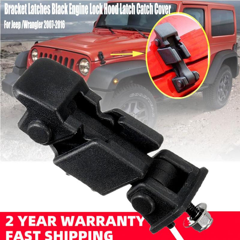1Pc Bracket Latches Black Engine Lock Hood Latch Catch Cover 55395653AF For Jeep /Wrangler 2007-2016 Car Hood Catche Accessories
