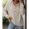 Women S Solid Color Hooded Buttoned Long Sleeve Sweatshirt