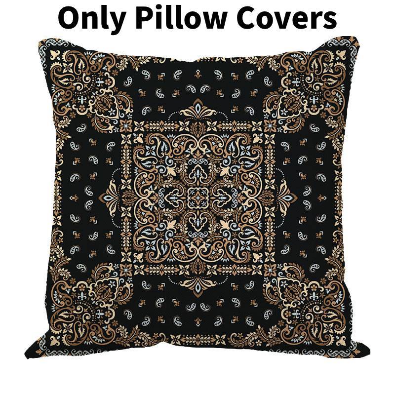 Ethnic Palace Style Plush Sofa Cushion Cover Set With Vivid Plant Patterns