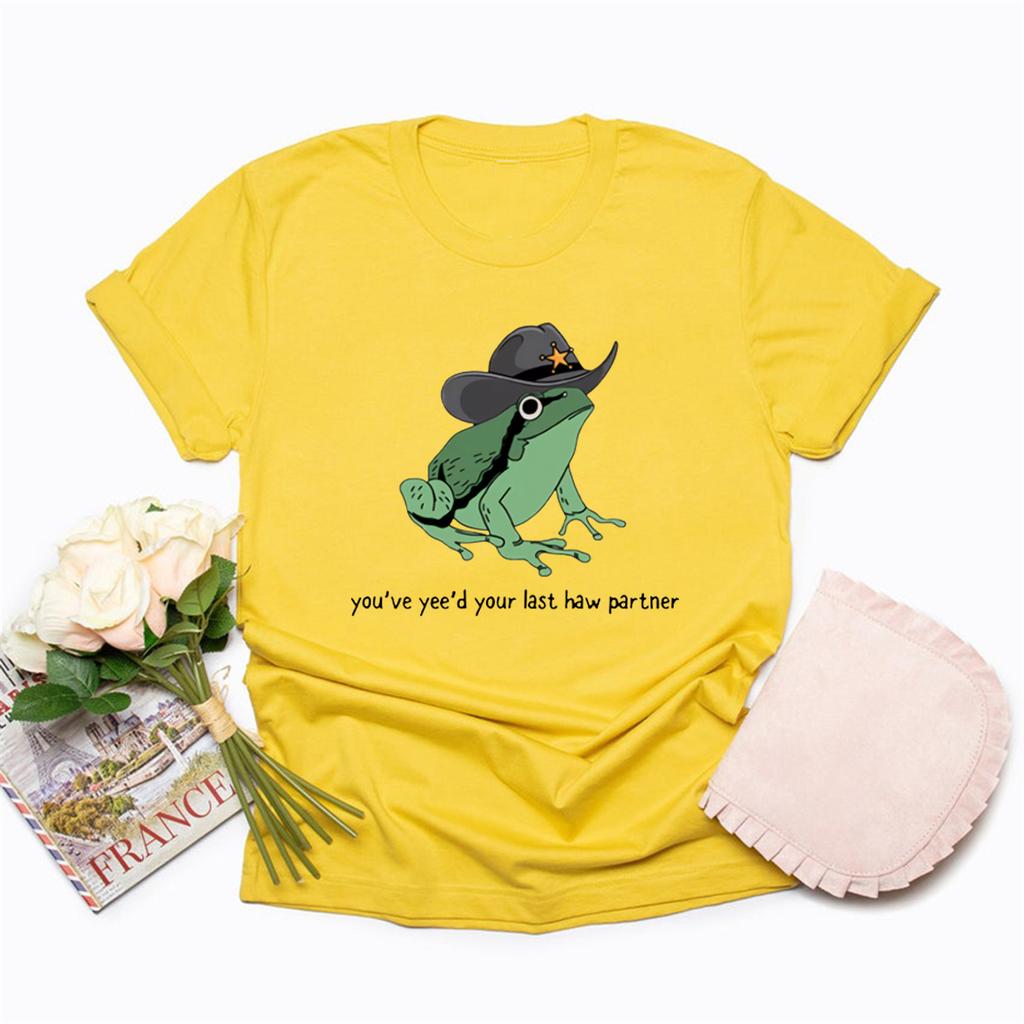 You Just Yee'd Your Last Haw T Shirt Cowboy Frog Meme T-shirt Unisex Graphic T Shirts Short Sleeve Streetwear Aesthetic Clothes