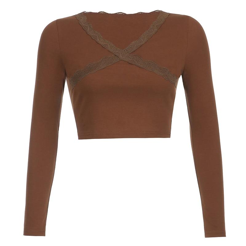 Buy Weekeep Lace Edge Vintage Crop Top 