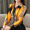 2025 Fashion Office Lady Printed Shirts Spliced Leopard Long Sleeve Chiffon Shirts Women Tops Leopard Button Blouse Women Clothing 8092 50